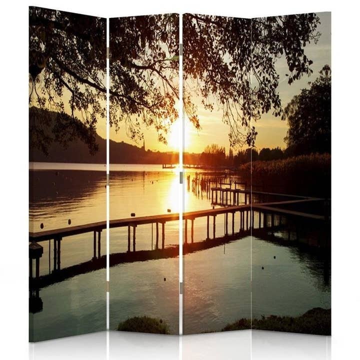 4 bit solnedgång över floden rumsavdelare för wholesale av Motivartdesign