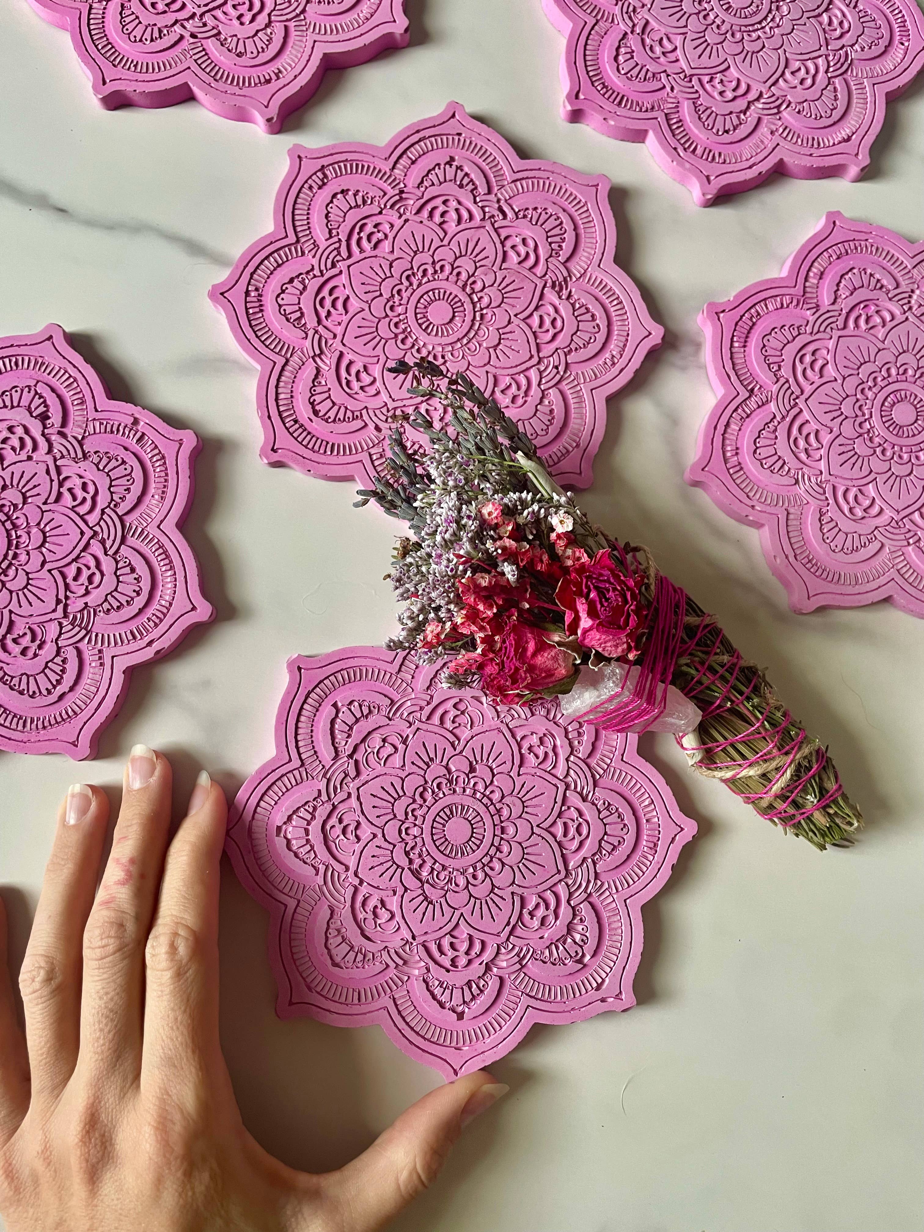 CharlieHaze - Wholesale Smudge Plate - Pink Cement Smudging Tray for your Altar Space4