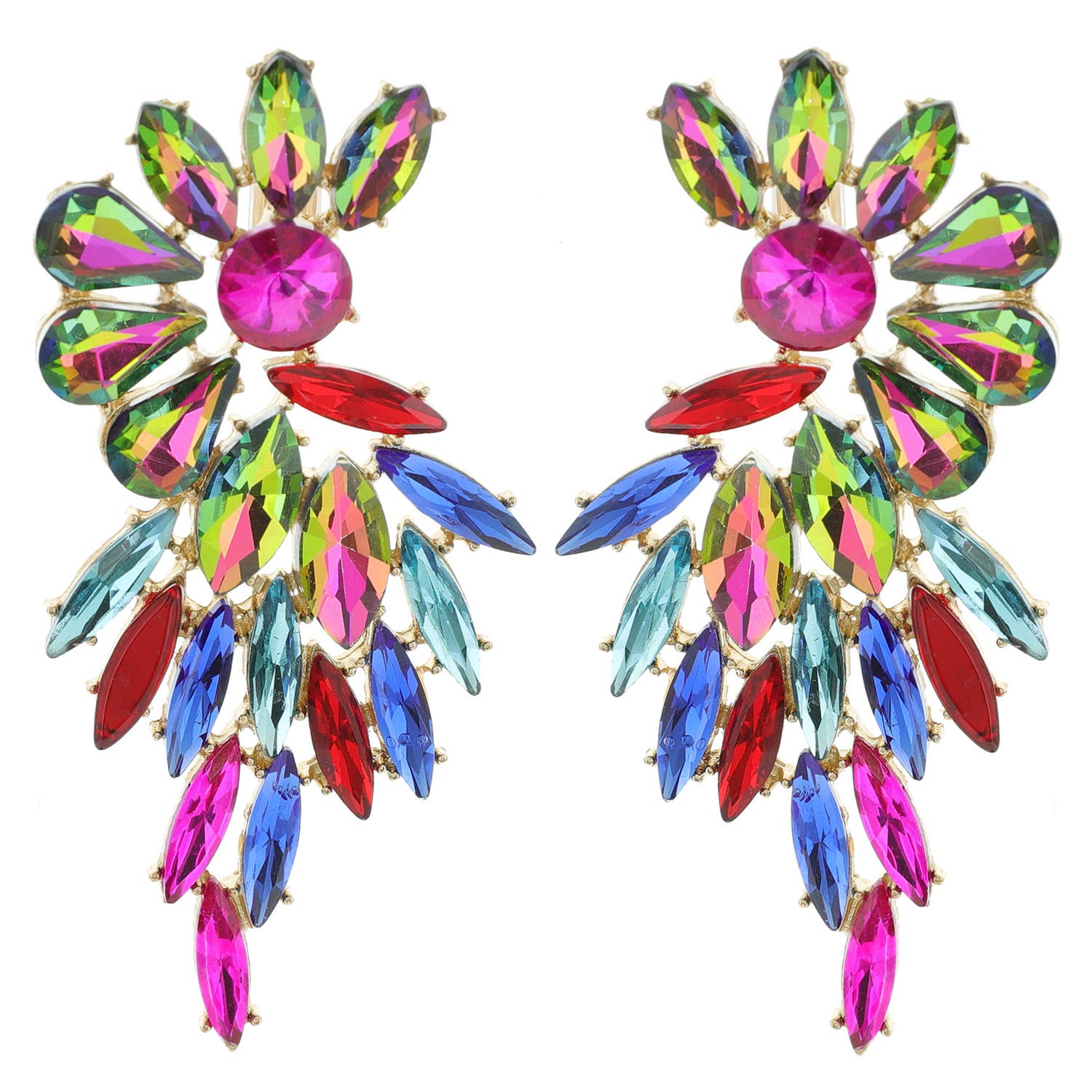 SP Sophia Collection - Wholesale Dangle Earrings - Rhinestone Crystal Petal Cluster Wings Drop Earrings0