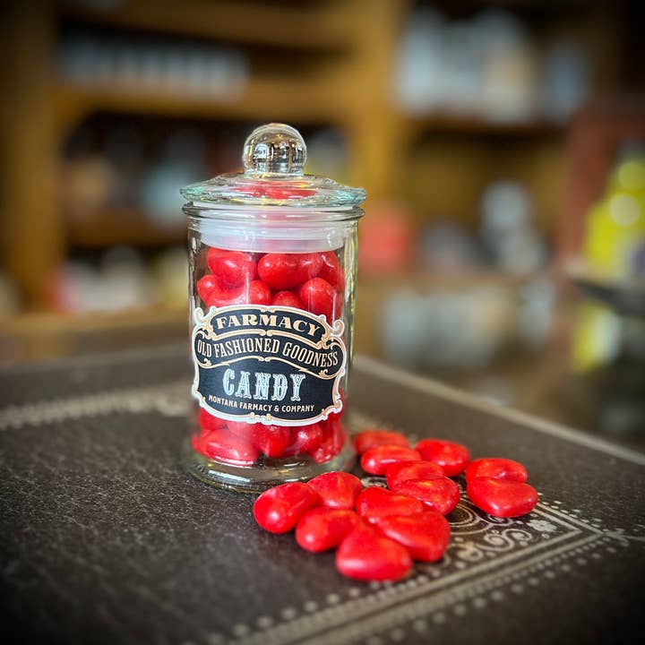 Montana Farmacy - Wholesale Hard Candy - Apothecary Jar old fashioned Cinnamon Heart Candy Nostalgic