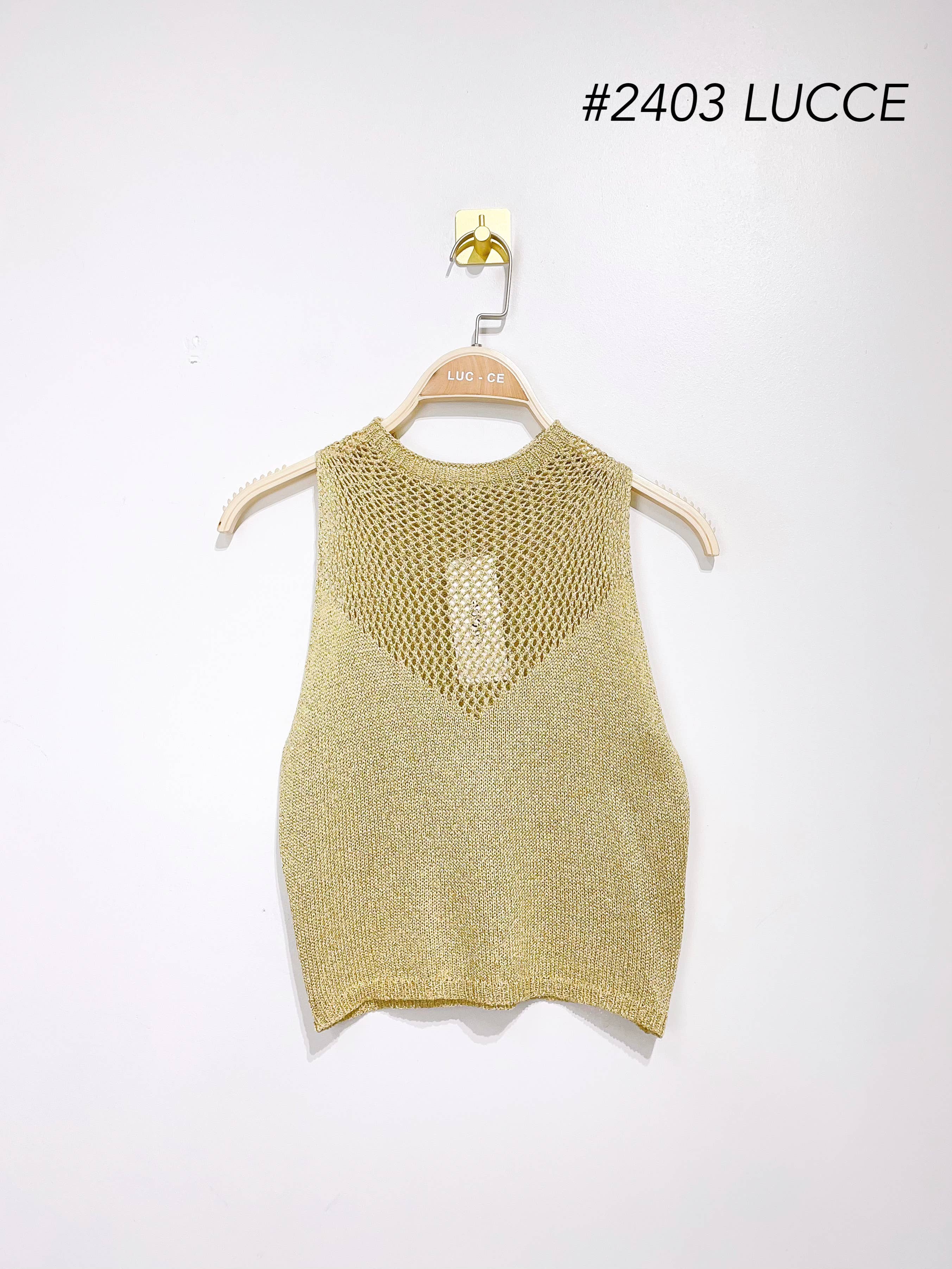 LUCCE - Wholesale Knit Top - Women's - Lurex crochet top - 24031