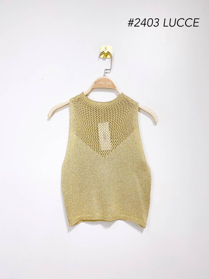 LUCCE - Wholesale Knit Top - Women's - Lurex crochet top - 24031
