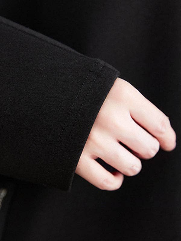 BLACK Long Sleeves Loose Asymmetric Split-Joint Zipper Heaps Collar Sweatshirt Tops for wholesale on Faire10