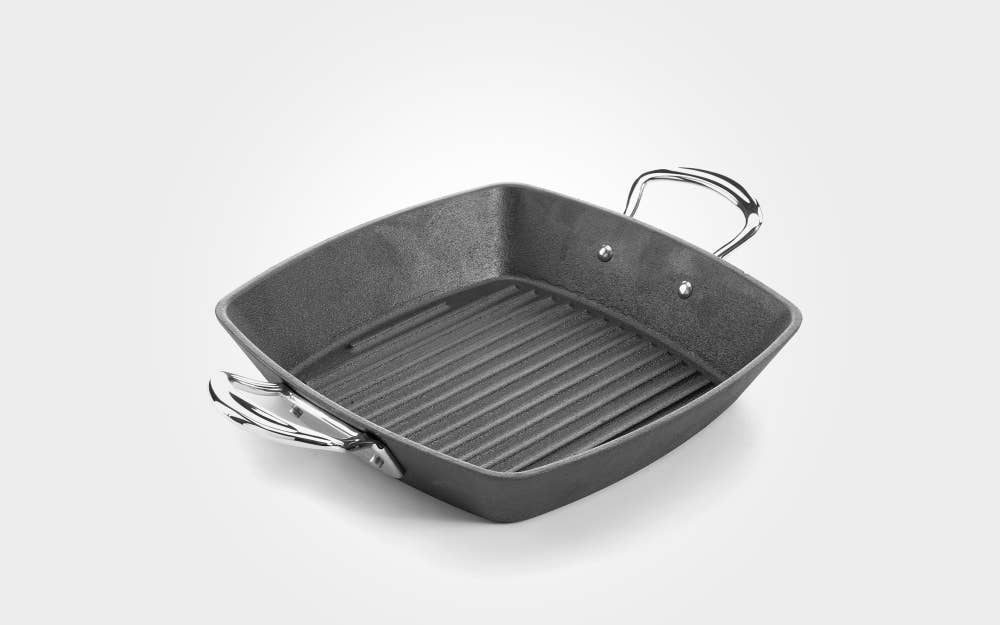samuel groves – wholesale Cast iron skillet – Britannia 26cm Cast Iron Double Handle Square Grill2