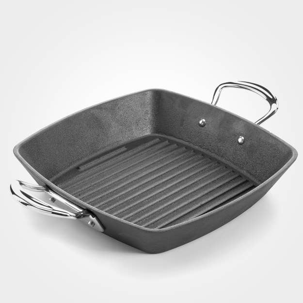 samuel groves – wholesale Cast iron skillet – Britannia 26cm Cast Iron Double Handle Square Grill2