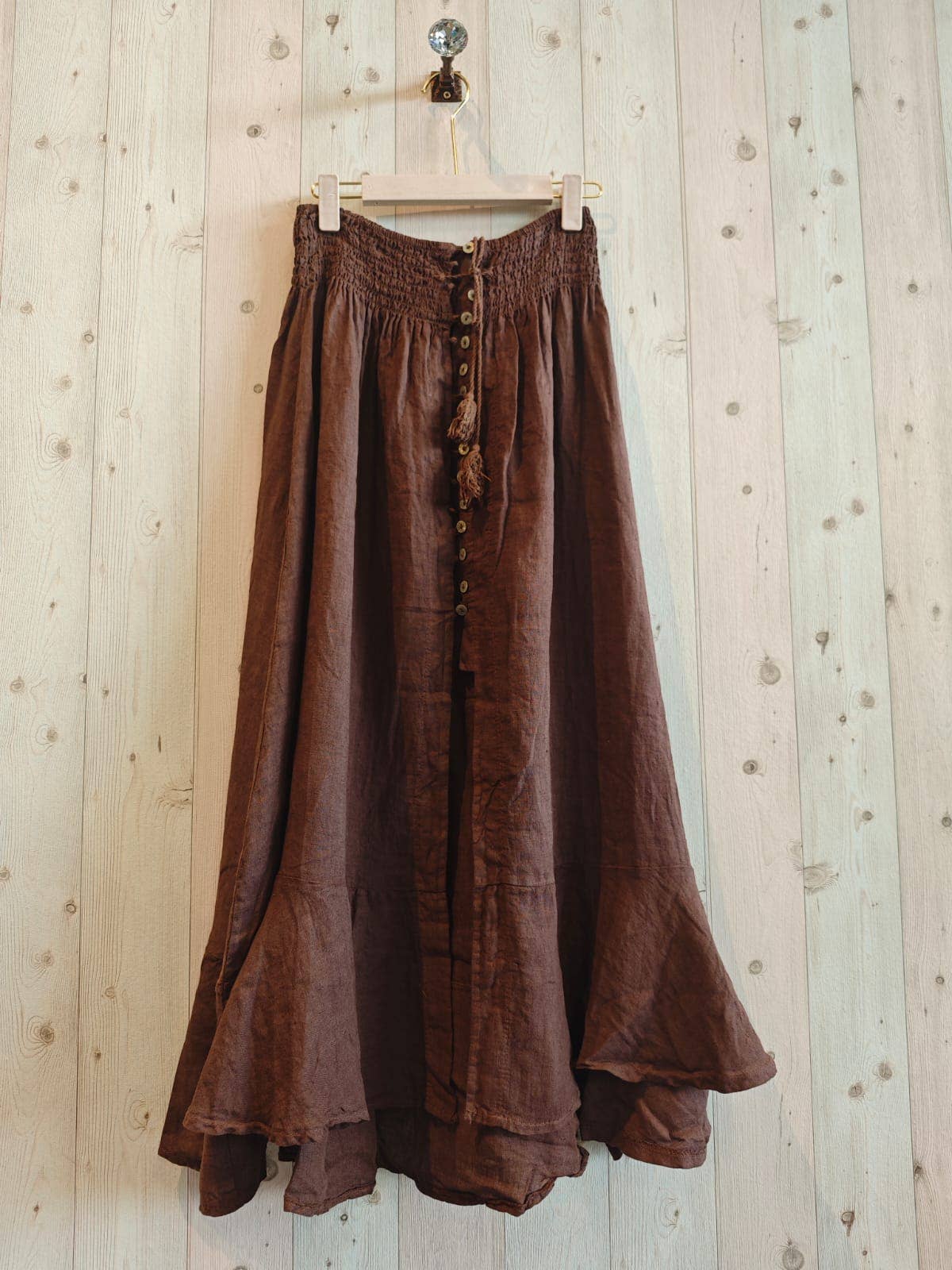 Linen & More - Vente Jupe – femme - Jupe boutonnée en lin 100 % avec taille élastique6