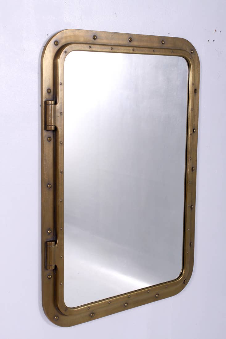 Nautical Tropical Imports - Wholesale Wall Mirror - 34"x24" Rectangular Porthole Mirror Antique Brass Finish 0