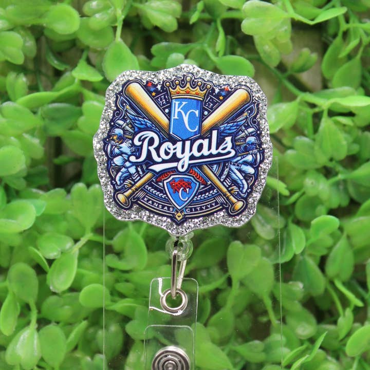 Porta credenciales/retractor de bate de béisbol de los KC Royals para venta al por mayor de Hylidae Boutique