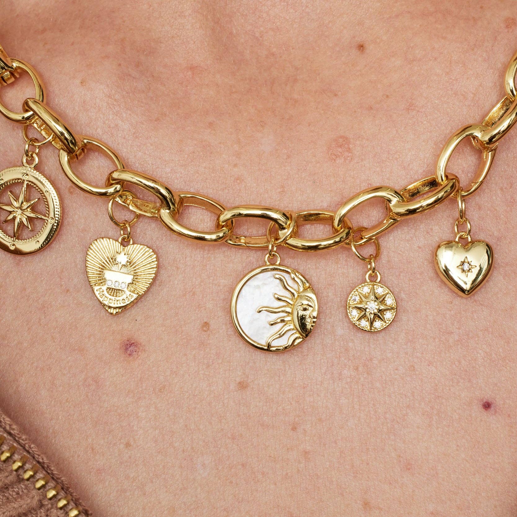 Ashiana London – wholesale Individual charm/pendant – Mini Gold Compass Coin - Set of 41