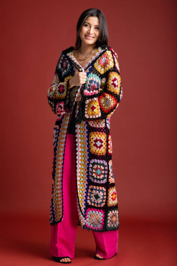 SAACHI - Wholesale Kimono - Women's - Hooded Granny Crochet Kimono8