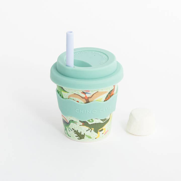 Chino Club - Wholesale Drinking Glass/Cup - Kids & Baby - Green Dino Babychino Cup 4oz
