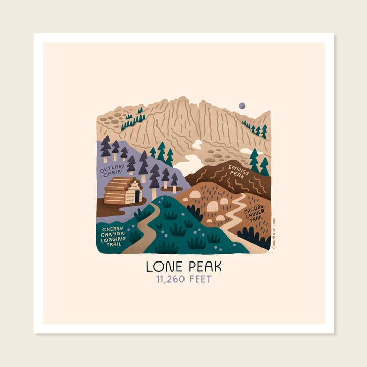 Lone Peak Print for wholesale by Goodnight Pine