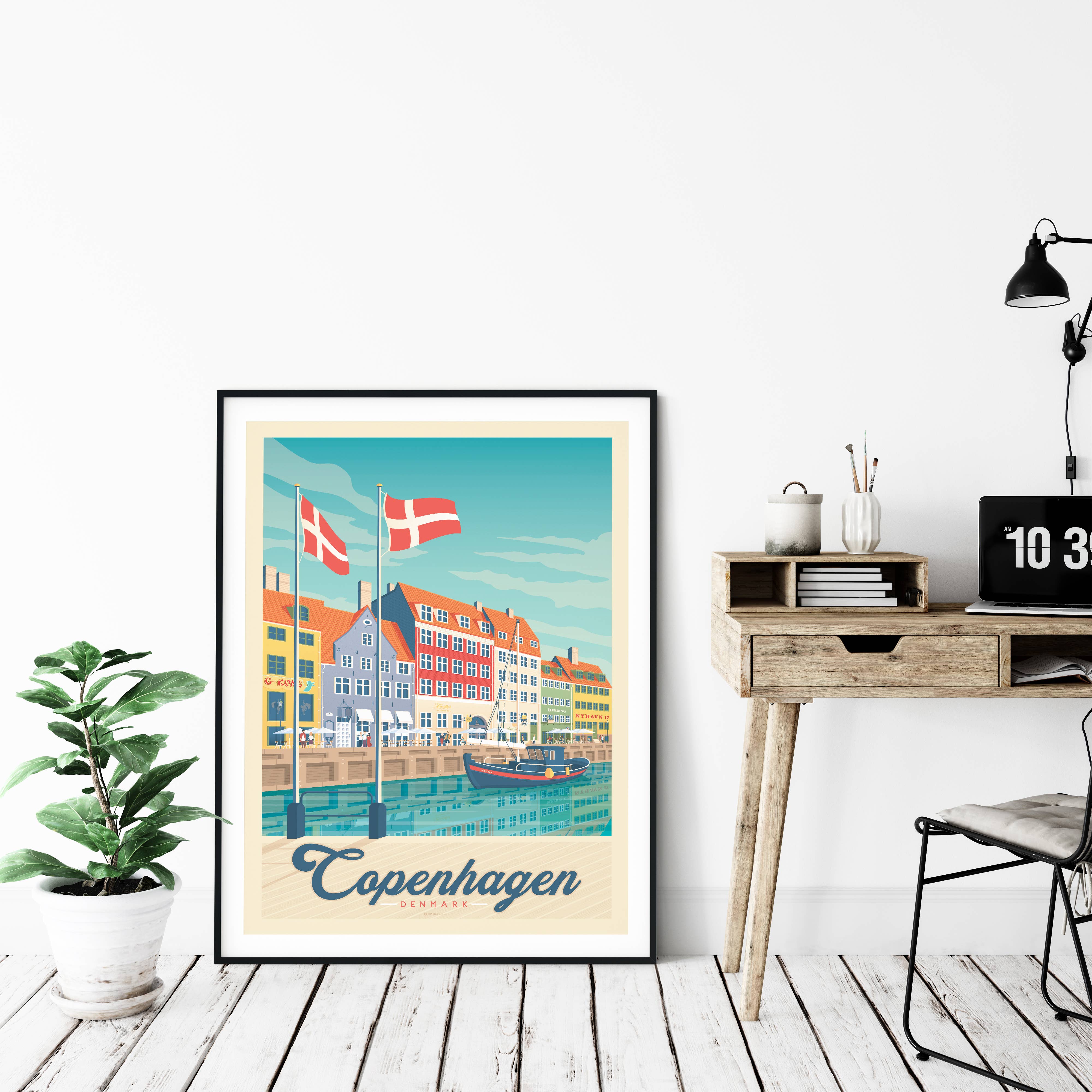 Olahoop Travel Posters - Wholesale Poster - Copenhagen Nyhavn - Denmark travel poster5
