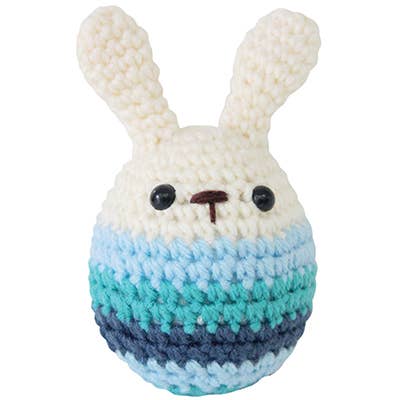 Hand Crochet Stuff Toy, Small Bunny Rabbit Plushy, Blue for wholesale by Paul and Lucy
