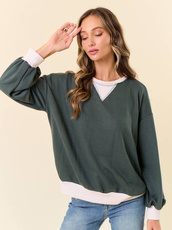 LMT4655-Sarai Sweatshirt van Franse badstof voor wholesale door lovely melody