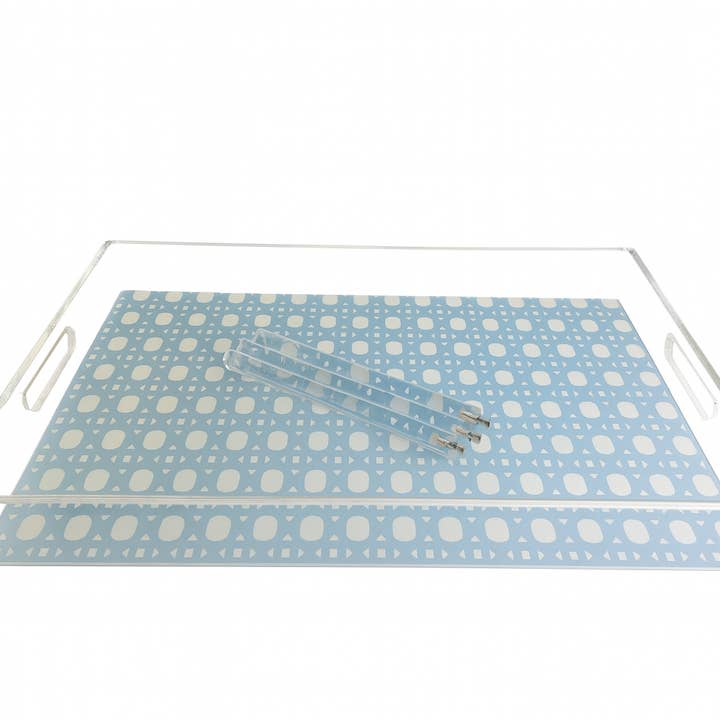 Bagel Charcuterie Tray - Blue Lattice for wholesale by Maven Home