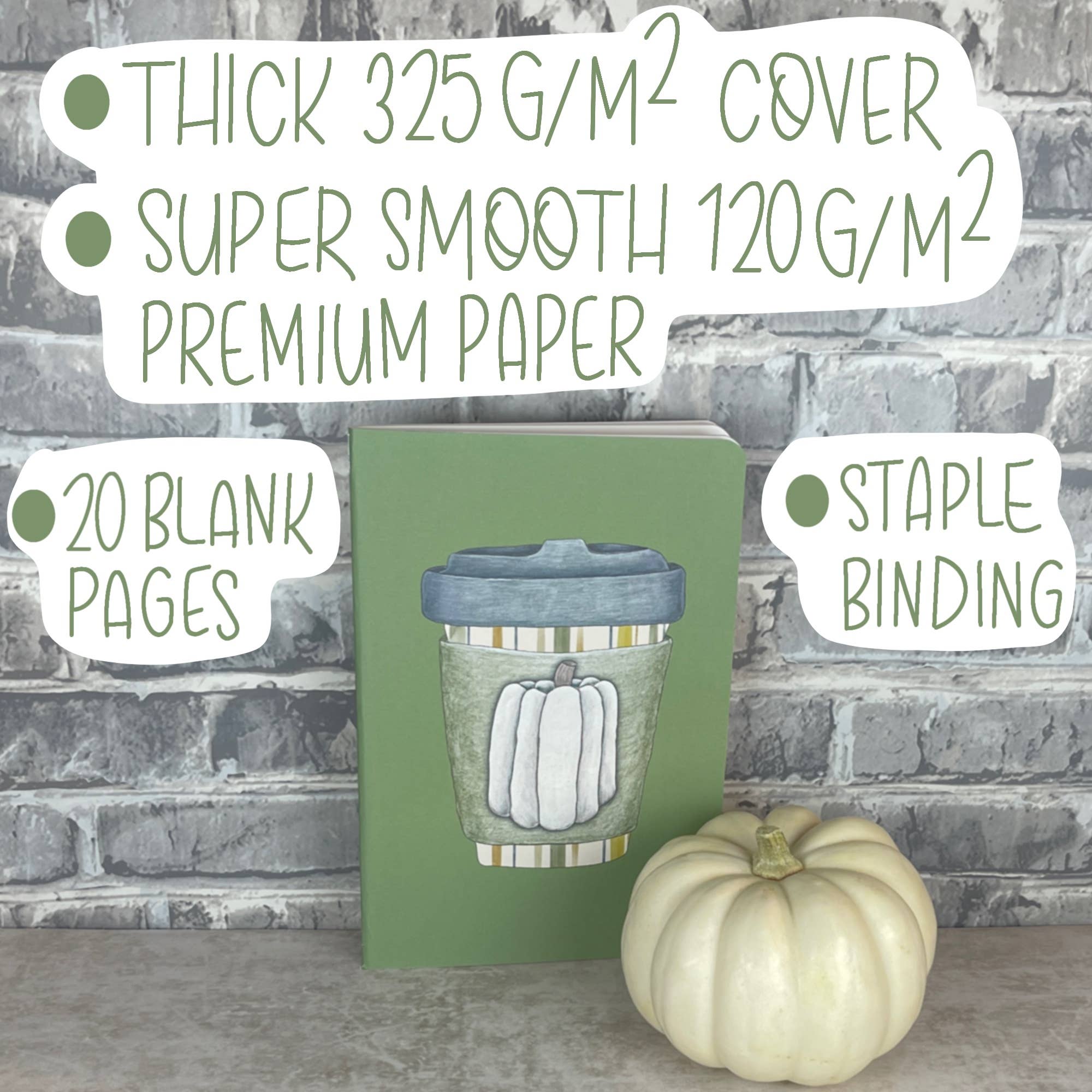 Art by Erica H & Rebel Stitchers - Vendita all'ingrosso Quaderni - Quaderno con rilegatura a sella fatto a mano verde Pumpkin Spice1