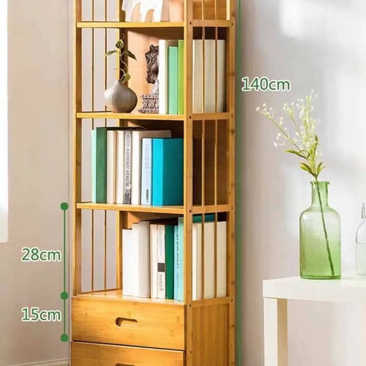 everythingbamboo - Wholesale Bookcase - Bamboo Wooden Bookcase Bookshelf Multi-Tiers Storage Rack Shelf Office Furniture6