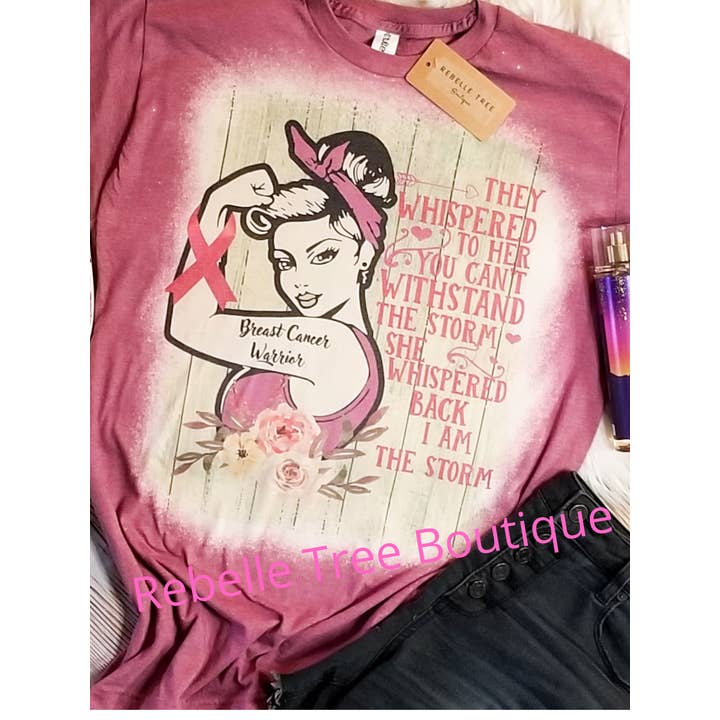 'I AM THE STORM" Breast Cancer awareness t-shirt for wholesale by Rebelle Tree Boutique