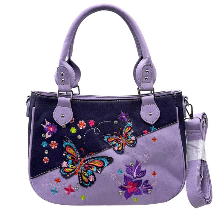 Butterfly Rainbow Embroidered Crossbody Purse for wholesale by Lunar Deer