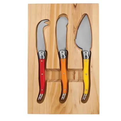 TRUE - Wholesale Cheese Spreader - Sunnyside 8" Pine Wood Cheese Board & Knives Set - Set of 4