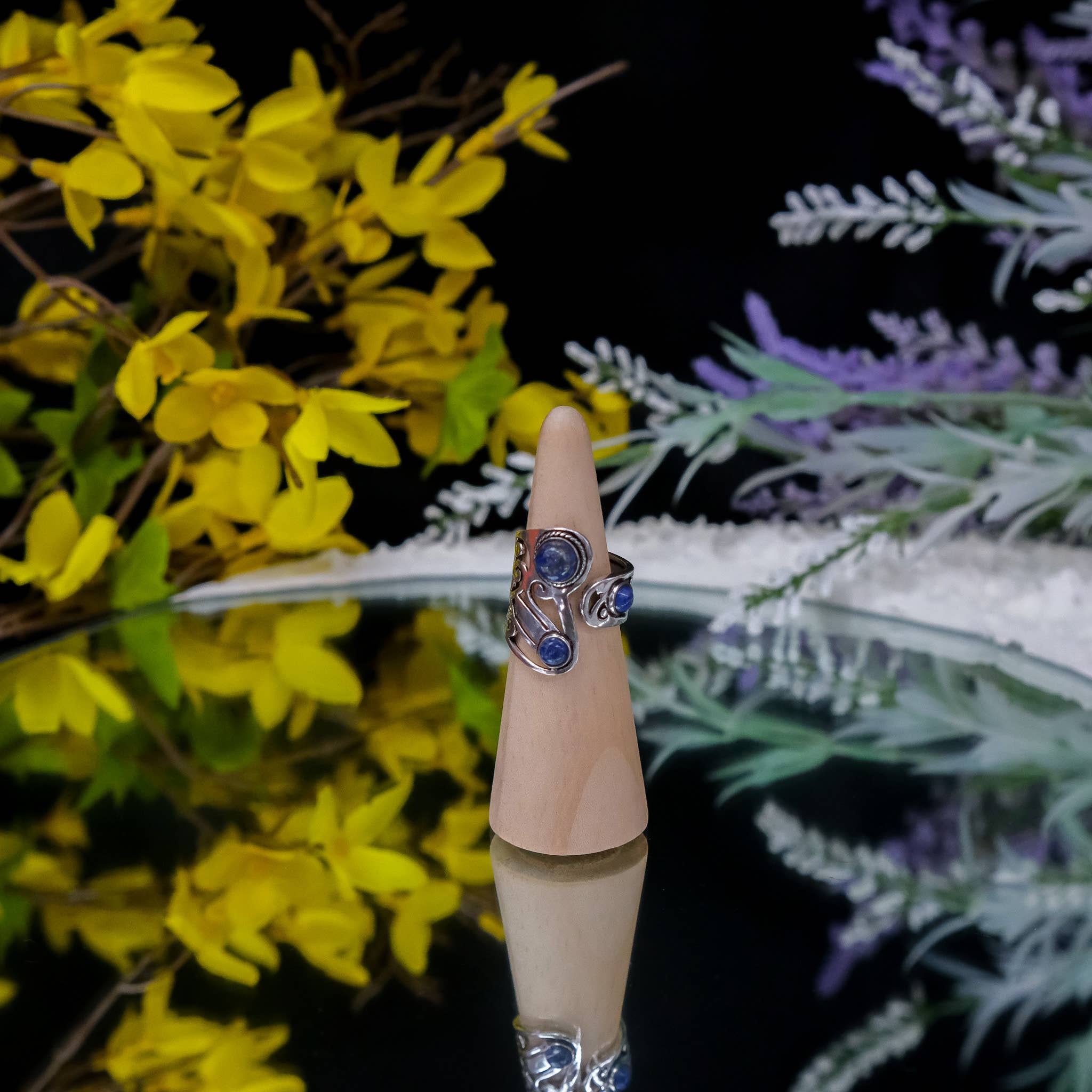 Karma Nepal Crafts – Anel de cocktail/declaração por atacado – Anéis Boho de Prata com Pedras Naturais Ajustáveis2