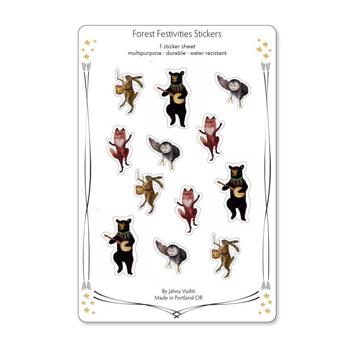Foglio/sigilli adesivi in vinile per feste forestali per la vendita all'ingrosso da parte di Jahna Vashti