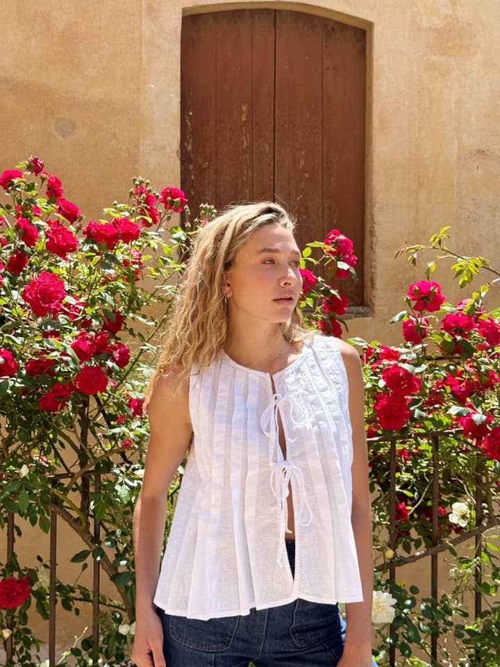 MindTraveler - Venta al por mayor Blusa - Mujer - Top Gigi Blanco Lino2