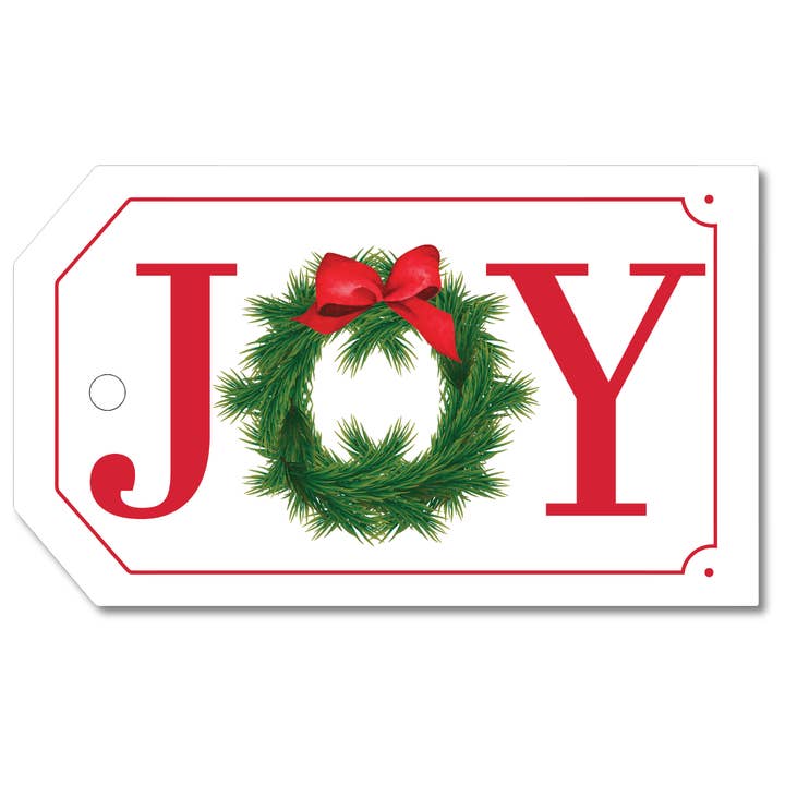 JOY WREATH GIFT TAGS | CHRISTMAS GINGER JAR for wholesale by B. ROWE & CO.