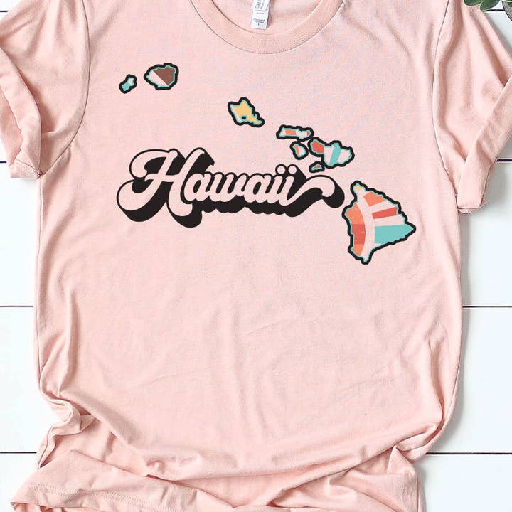 Hawaii Retro State Graphic Tee for wholesale by Kissed Apparel