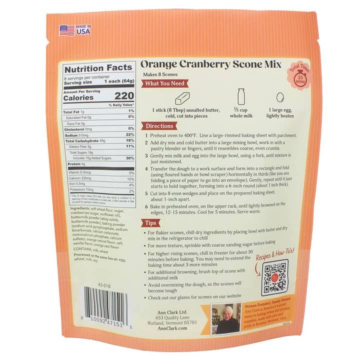 Ann Clark - Wholesale Biscuit Mix - Ann Clark Ann Clark Traditional Cranberry Orange Scone Mix 7