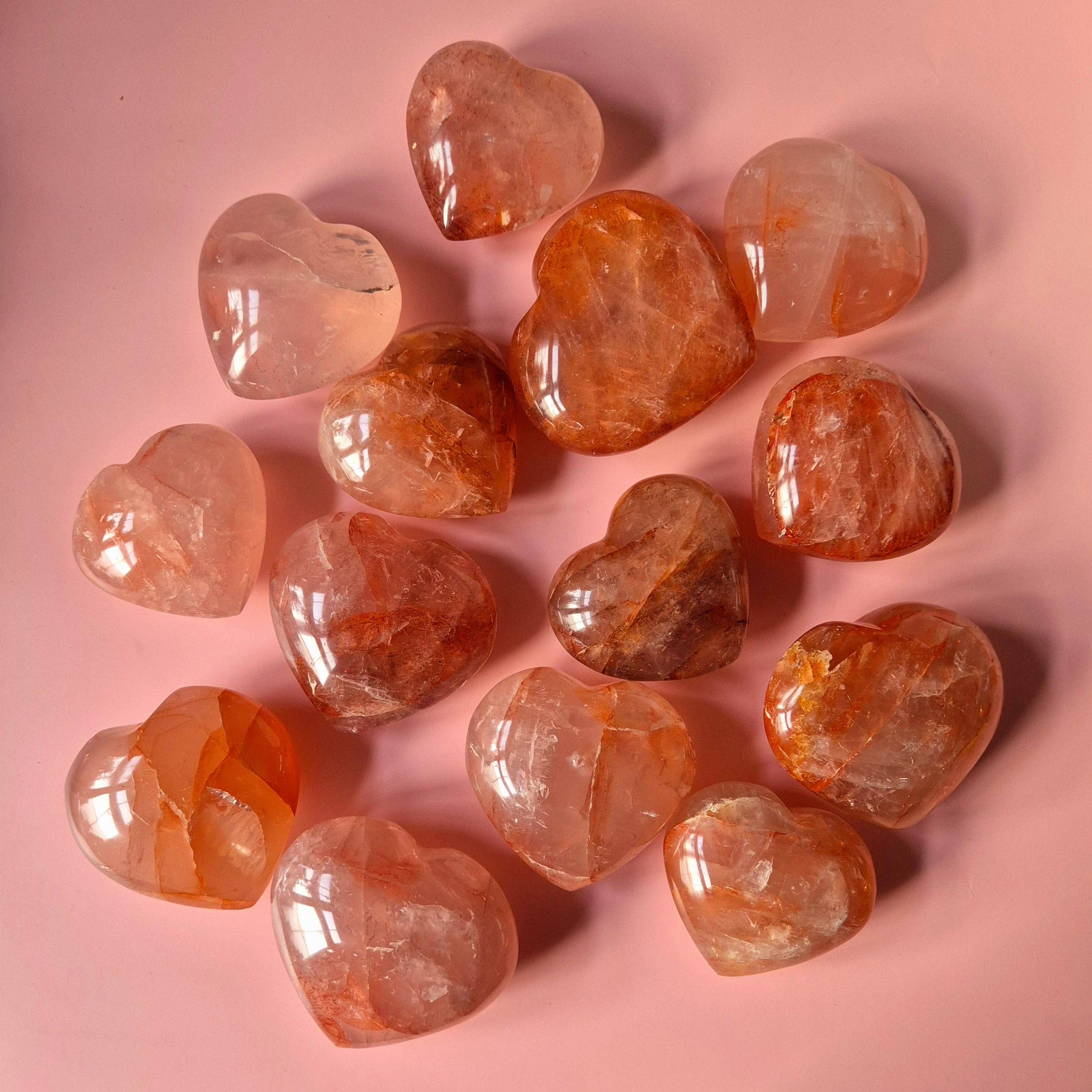 Moonlight Gemstones - Venta al por mayor Piedras/cristales espirituales - Corazones grandes de cuarzo fuego con piedra preciosa (El regalo perfecto para San Valentín) Cuarzo hematóide3