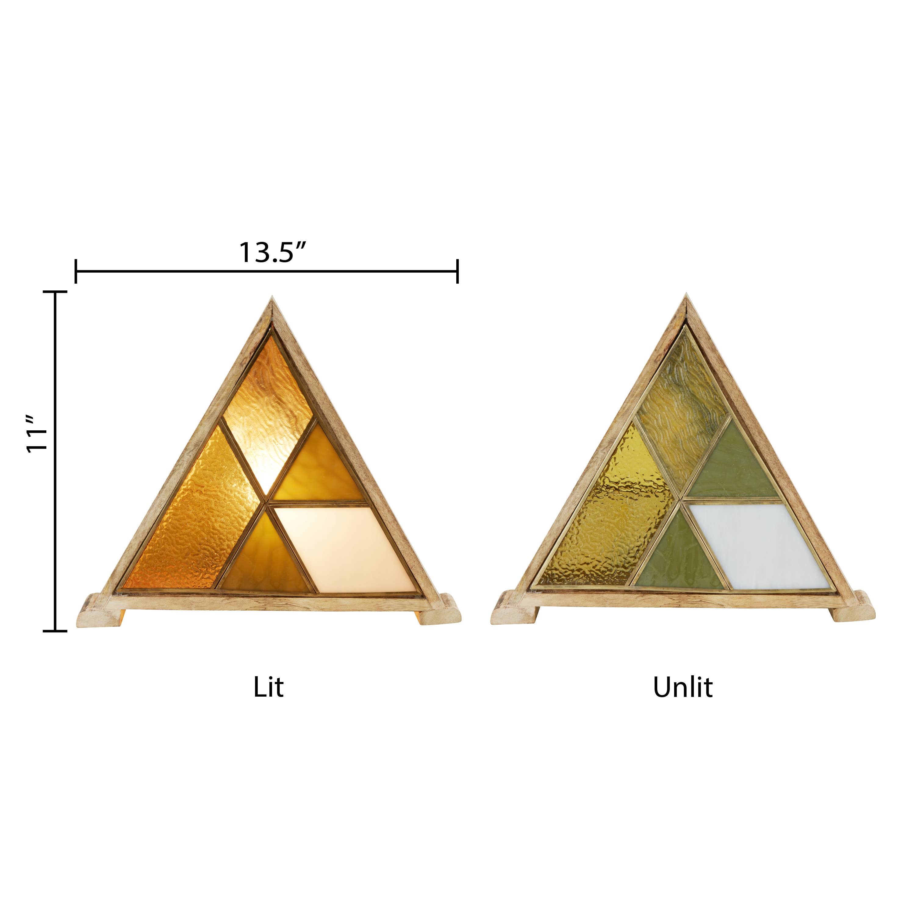 River of Goods - Wholesale Accent/Desk Lamp - 11"H Stained Glass Triangle Shade Wood Base Accent Lamp9
