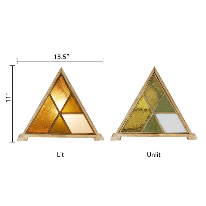 River of Goods - Wholesale Accent/Desk Lamp - 11"H Stained Glass Triangle Shade Wood Base Accent Lamp9