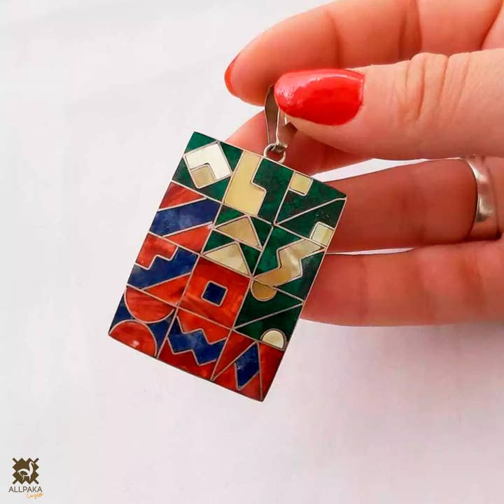 Sterling Silver Pendant With Spiny Oyster And Abalone Inlay for wholesale by Allpaka