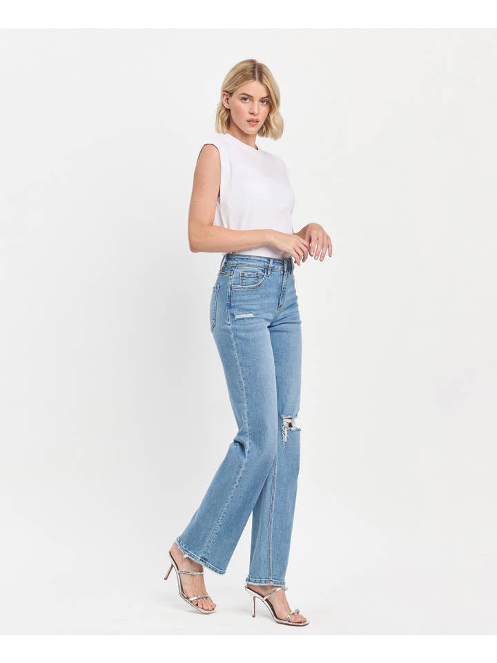 TRILLIUM HIGH RISE FULL LENGTH SLIM WIDE JEANS LV1492 for wholesale on Faire