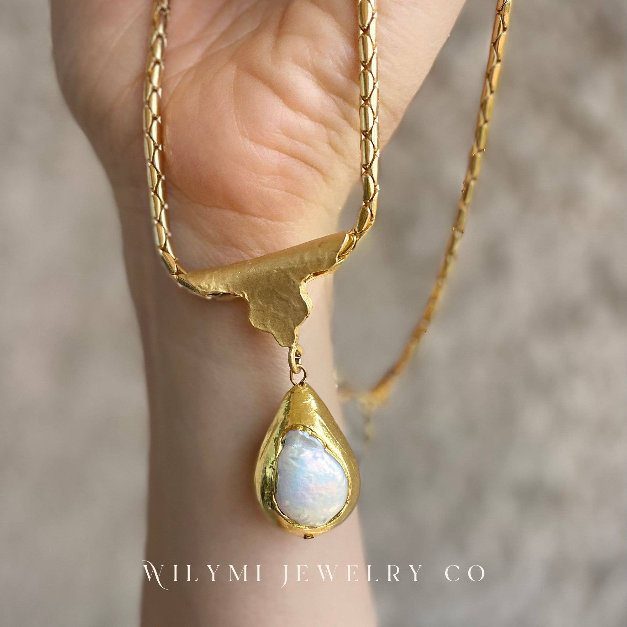 WILYMI Jewelry Co - Wholesale Pendant/Charm Necklace - HOW Chunk Drop 18" Necklace | Freshwater Pearl | Gold Filled1