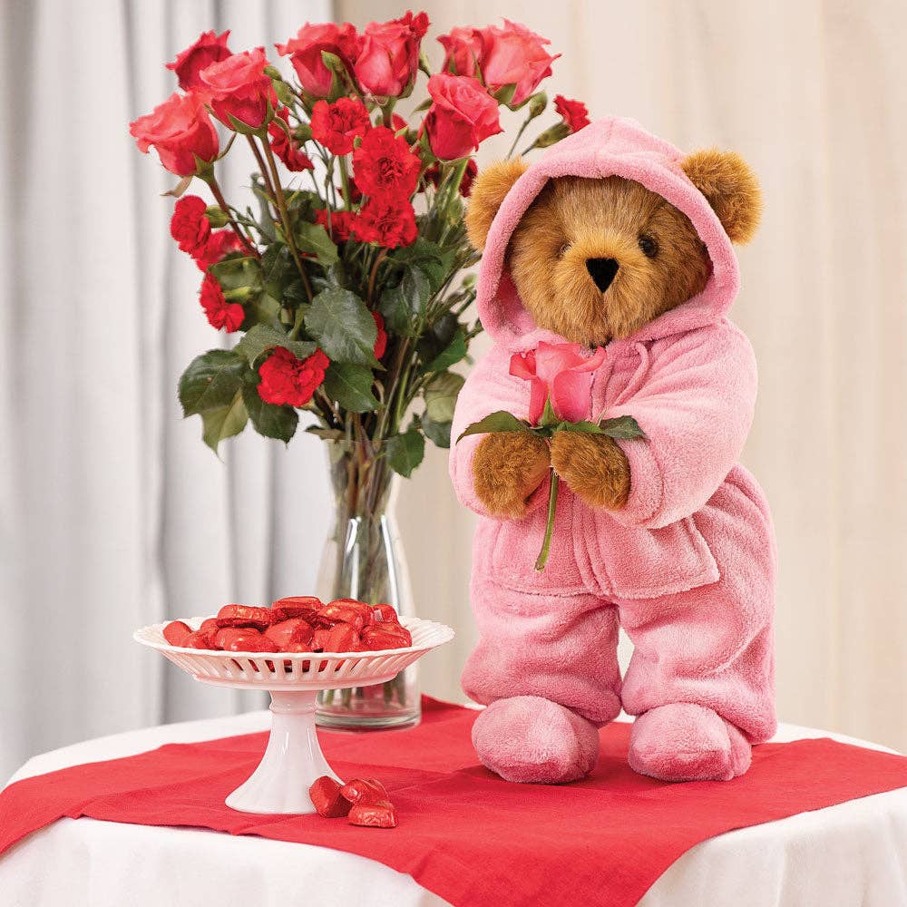 Vermont Teddy Bear - Wholesale Stuffed/Plush Toy - Kids & Baby - 15 In. Hoodie Footie Bear, Pink2