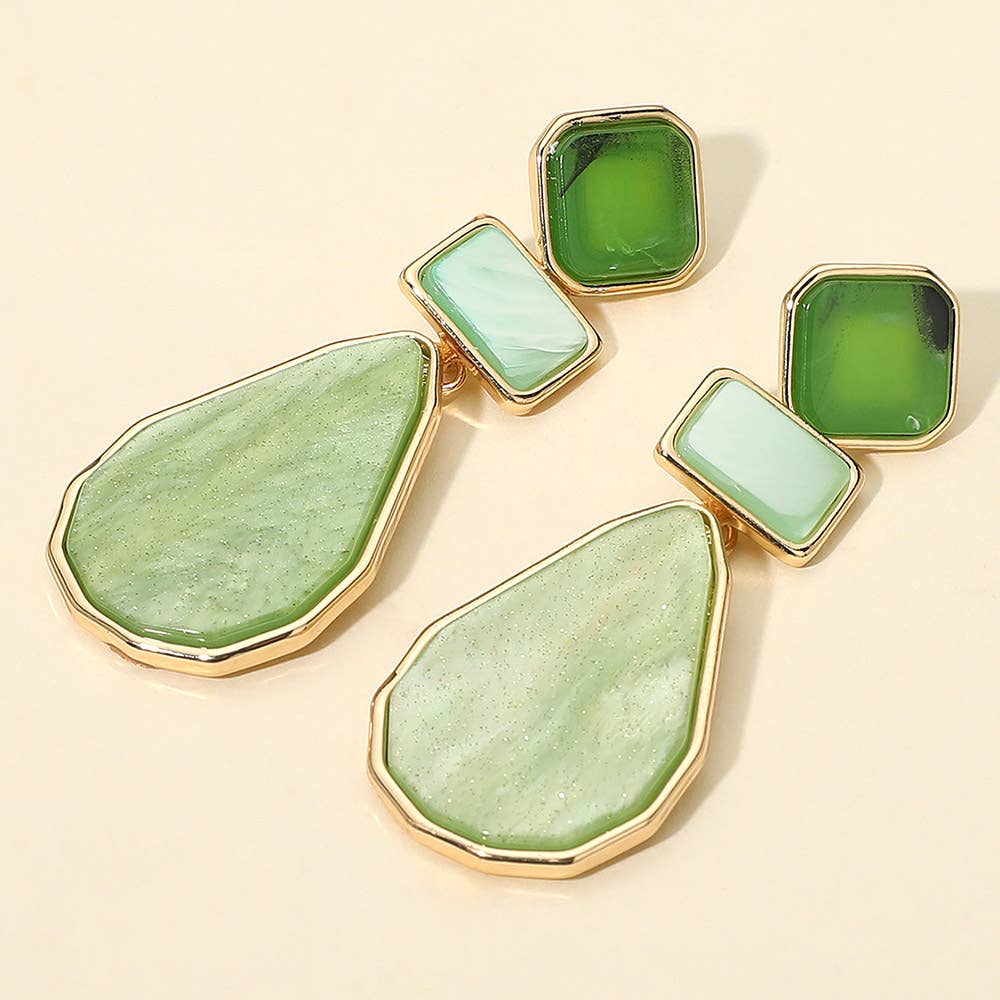 Sensibling Corp. – Großhandel Ohrhänger – Geometrische Harzplatten-Ohrringe mit Kettengliedern3