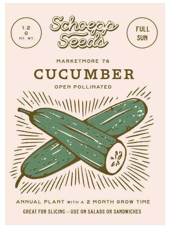 Cucumber, Marketmore 76 Seed Packets for wholesale by Schoepp Seeds