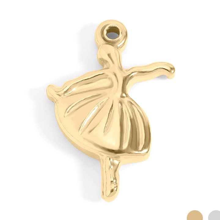 18K Gold PVD Stainless Steel Ballerina Charm for wholesale by WJW
