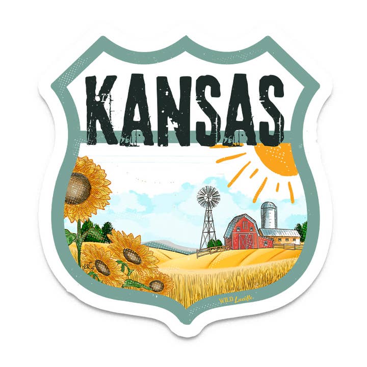 Kansas Souvenir Vinyl Sticker Decals for wholesale by Wild Lucille x Decal Barn