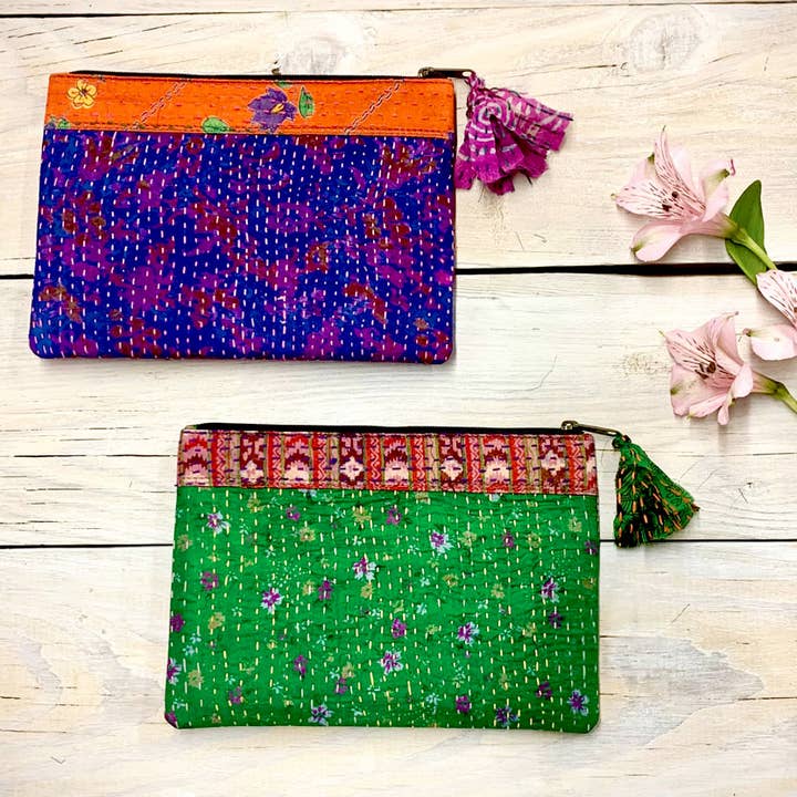 Sevya Handmade - Wholesale Pouch - Women's - Kantha Accessory Pouch Set of 2