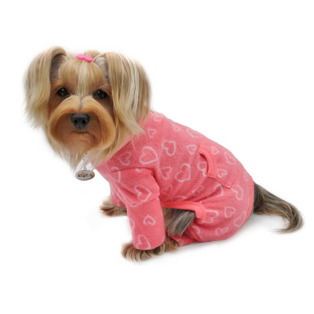 Klippo Pet - Wholesale Pet Pajamas - Dog - Blush of Love Hearts Fleece Turtleneck Pajamas