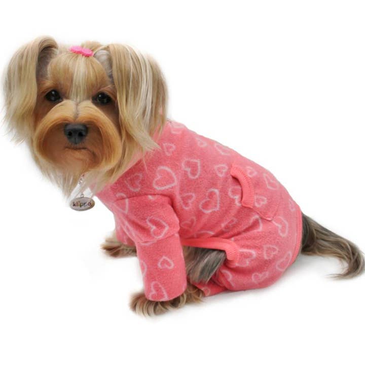 Blush of Love Hearts Fleece Turtleneck Pajamas for wholesale by Klippo Pet