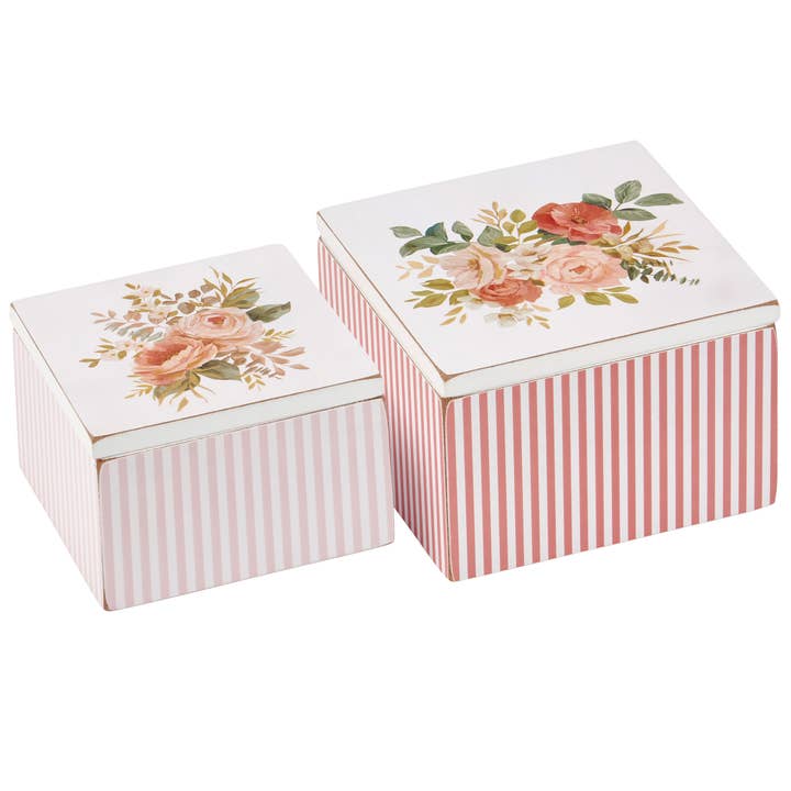 Rose Bouquet Hinged Box Set for wholesale by Primitives by Kathy