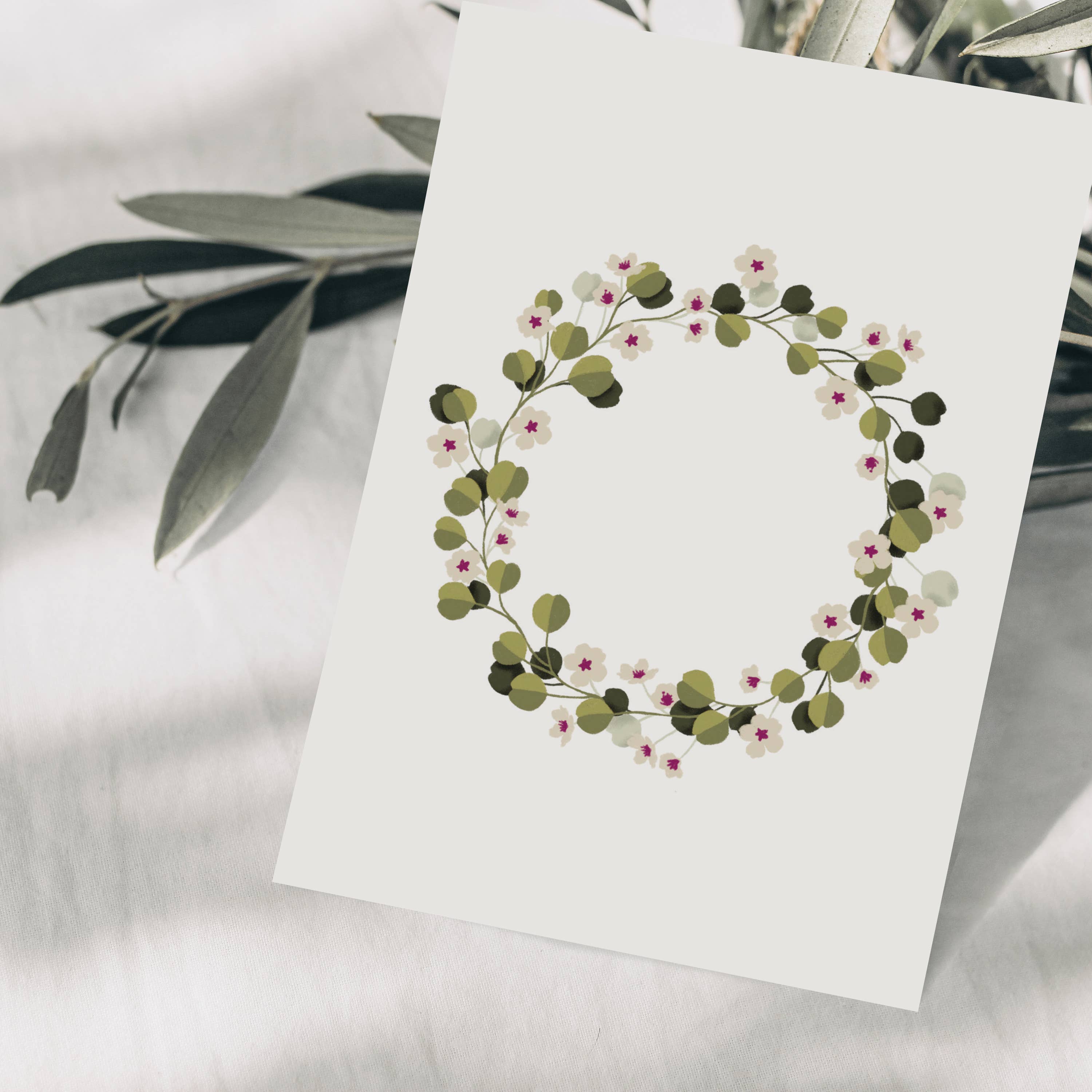 Wildblumen Atelier - Wholesale Postcard - Eucalyptus wreath postcard with flowers, FSC certified1