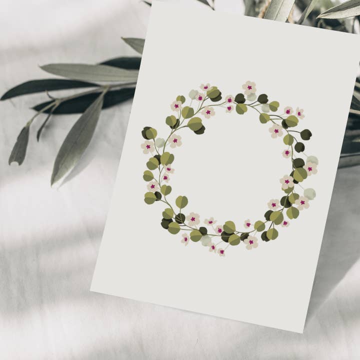 Wildblumen Atelier - Wholesale Postcard - Eucalyptus wreath postcard with flowers, FSC certified1