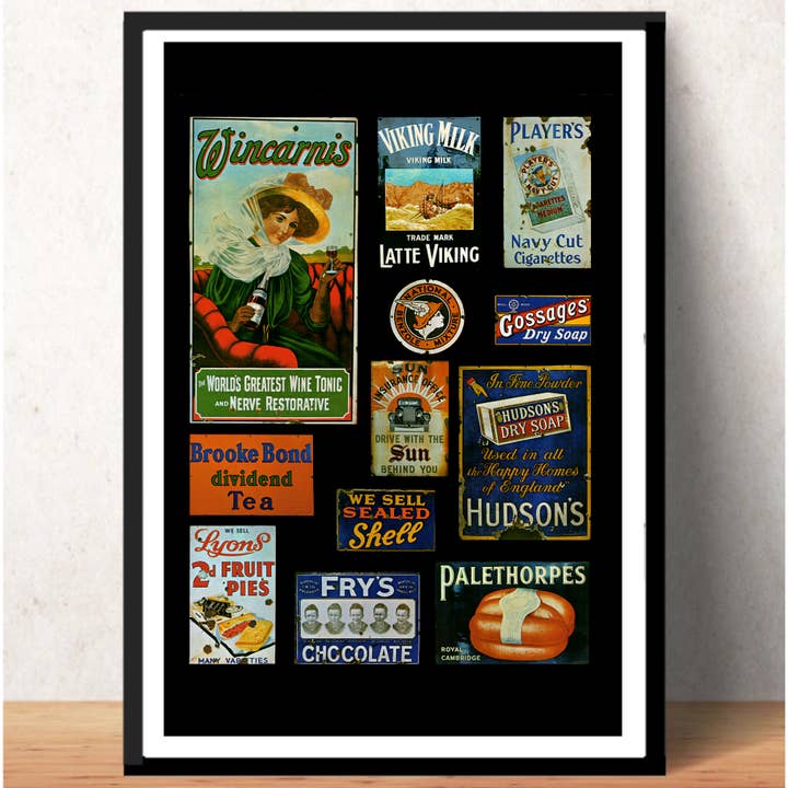 A4 Framed Vintage Adverts Print No.2 for wholesale by Derby Uncovered