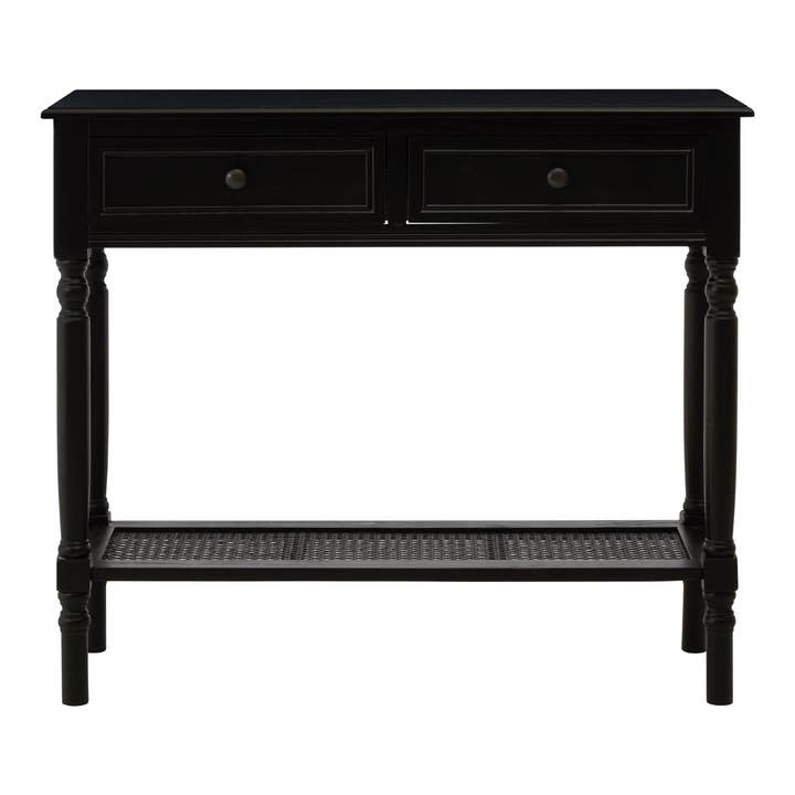 Heritage 2 Drawer Black Finish Console Table for wholesale by Interiors by Premier